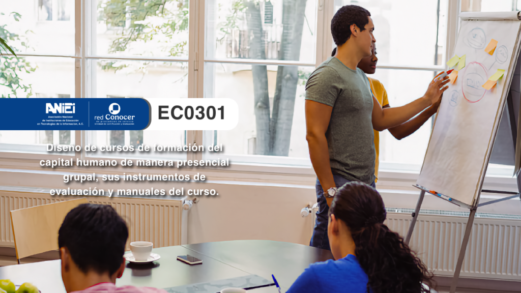 Estándar de Competencia EC0301 para la Diseño de cursos de formación del capital humano de manera presencial grupal, sus instrumentos de evaluación y manuales del curso ofrecido por la Entidad de Certificación Acreditada (ANIEI) y el CONOCER